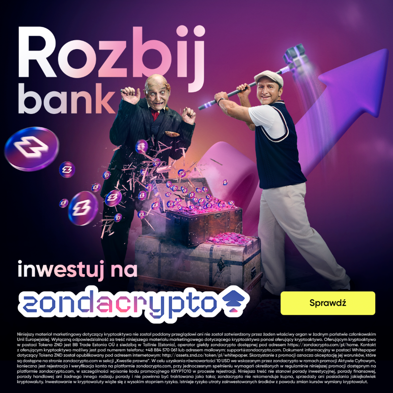 zondacryptopl's tweet photo. Dołącz do zondacrypto już dziś i odbierz 10$ w kryptowalucie za rejestrację na licencjonowanej giełdzie kryptowalut. Rozbij bank. Inwestuj na zondacrypto.