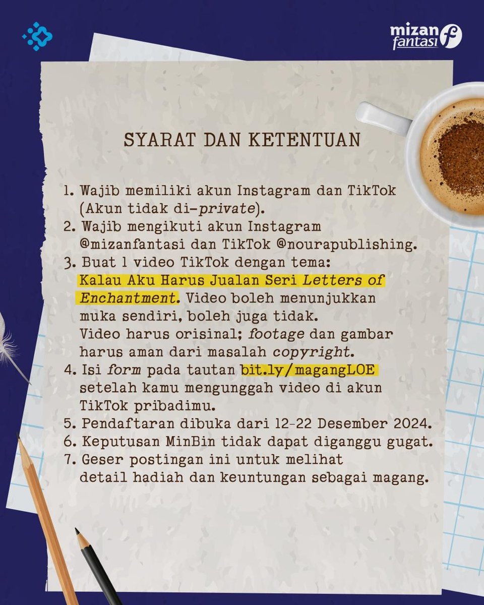 sipalingeditor's tweet photo. Silakan, ya, kl ada yg tertarik gabung bantuin si MinBin @MizanFantasi jualan seri Letters of Enchantment 🥳 https://t.co/Kne1ISr1vy