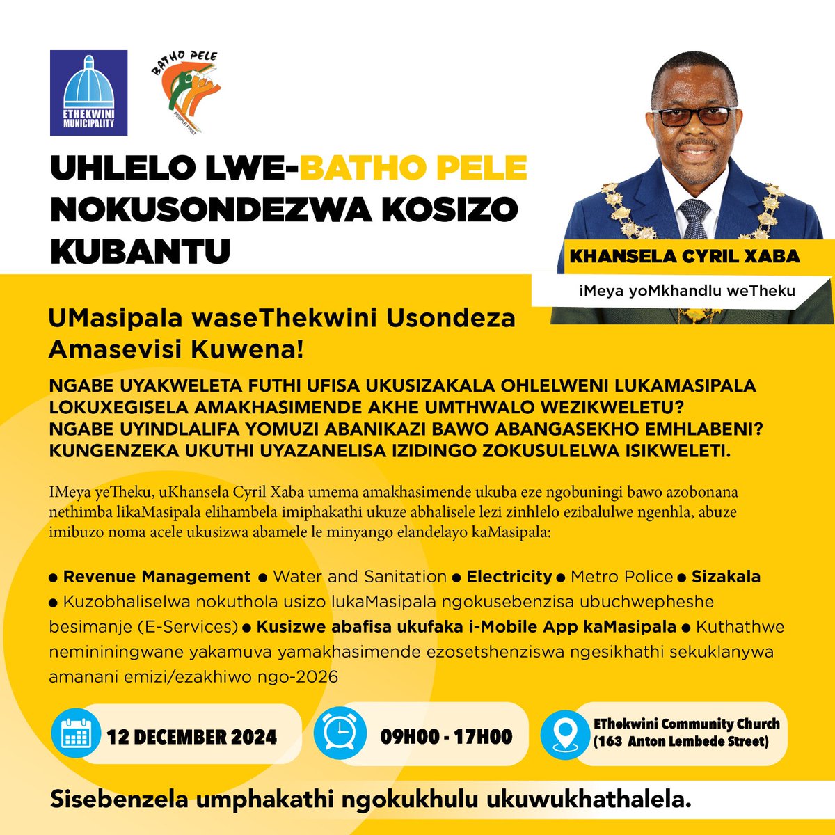eThekwiniM's tweet photo. #Batho Pele https://t.co/rbgyR16zLL