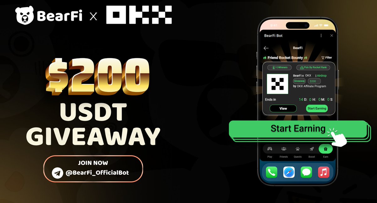 🎉 Unlock OKX Affiliate Program Rewards and Join BearFi’s $200 Giveaway Today! 🚀

We’re thrilled to partner with @OKX, a global leader in cryptocurrency innovation, to bring you seamless trading experiences and unmatched rewards. 

To celebrate our partnership with OKX, we’re