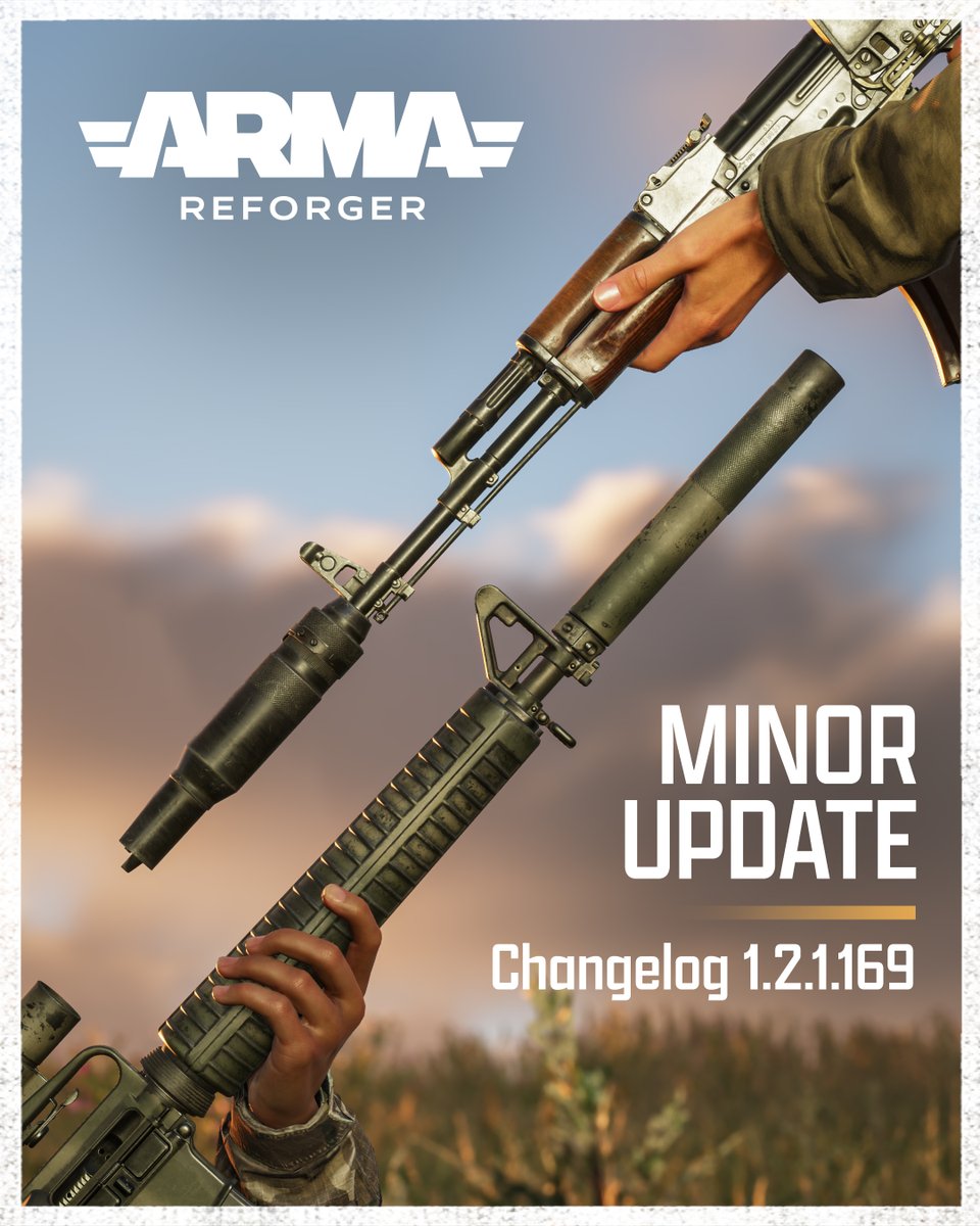 Attention Soldiers,

#ArmaReforger update 1.2.1 is here!

This update features suppressors, server queue, an all-new tutorial, and more.

Read the full changelog here:📷

reforger.armaplatform.com/news/update-de…