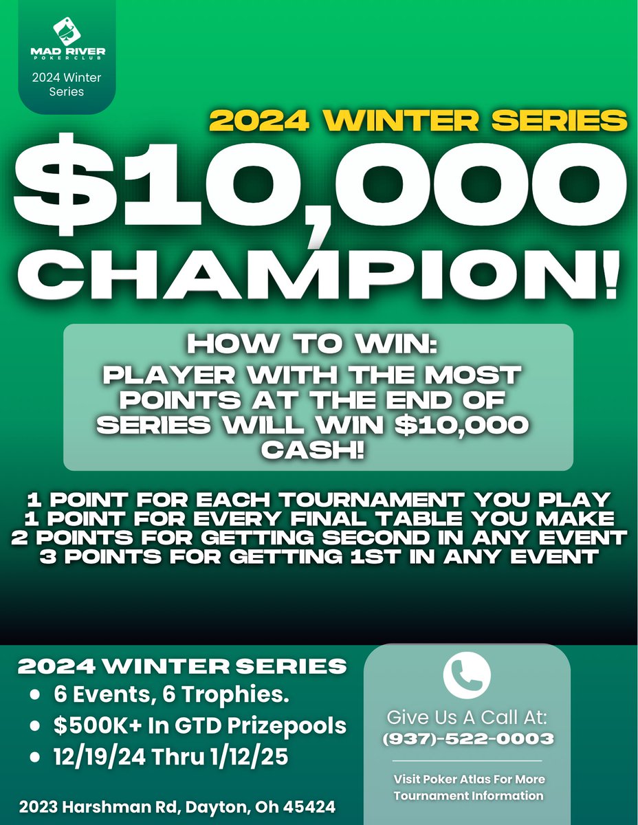 Plus a BONUS $10,000 Winter Series Overall Champion! 🎁