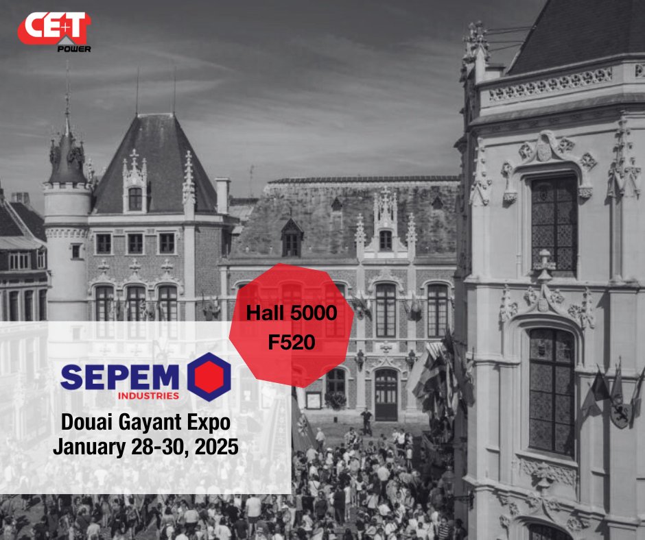 CE+T Power (@cet_power) on Twitter photo Kicking off 2025 at <a href="/sepemindustries/">SEPEM Industries</a> 🏭The key industrial gathering in the Hauts-de-France region.⚡
Mark your calendars 🗓️ Don't miss our 5-minute pitch on January 29th at 11:30AM.
📆 January 28 to 30, 2025
📍#Douai Gayant Expo, Hall 5000 Booth F520
#SEPEMindustry #Tradeshow Kicking off 2025 at <a href="/sepemindustries/">SEPEM Industries</a> 🏭The key industrial gathering in the Hauts-de-France region.⚡
Mark your calendars 🗓️ Don't miss our 5-minute pitch on January 29th at 11:30AM.
📆 January 28 to 30, 2025
📍#Douai Gayant Expo, Hall 5000 Booth F520
#SEPEMindustry #Tradeshow