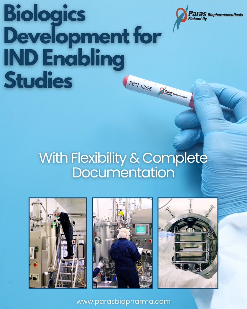For your complete biologics scale-up &amp; downstream for IND enabling studies, choose @Paras Biopharmaceuticals Finland as your first choice end-to-end partner!

parasbiopharma.com

#biologics #ind #downstream #scaleup #development #cdmo #biosimilars #technologies