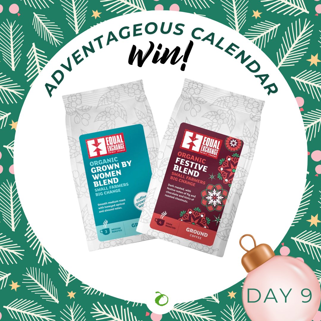 Real Foods (@realfoods_uk) on Twitter photo 🎄Adventageous Calendar 🎄
Day 9: We are giving you the chance to #WIN 2 bags of <a href="/EqualExchangeUK/">Equal Exchange UK</a> 's coffee - 1x Grown by women blend & 1x Festive blend ☕ Simply follow us both & RT to enter. Also open on FB & IG. #Giveaway closes midnight 12/12. UK only. #Competition #CompUK 🎄Adventageous Calendar 🎄
Day 9: We are giving you the chance to #WIN 2 bags of <a href="/EqualExchangeUK/">Equal Exchange UK</a> 's coffee - 1x Grown by women blend & 1x Festive blend ☕ Simply follow us both & RT to enter. Also open on FB & IG. #Giveaway closes midnight 12/12. UK only. #Competition #CompUK