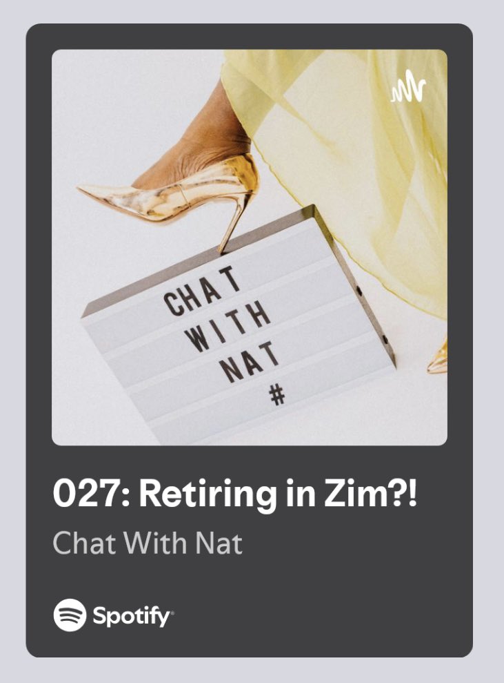 malaikadiva's tweet photo. 🚨✨ New #ChatWithNat
Age old question: Retiring in Zim?! Is that possible? If so, how?
🍏 - https://t.co/5DWmS3aqgC
Spotify - https://t.co/OmYwD6zwNT
Other links: https://t.co/JIVAG9EOxU https://t.co/wu3J2CbCEP