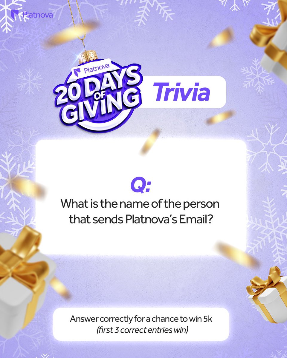 getplatnova's tweet photo. 5k cool cash up for grabs in the #Platnova20DaysOfGiving 🤩

Do you know the answer? Comment it below! 👇 

To win:
✨You must be following us & be a registered user 
✨Tag 5 people to follow us & like your comments 

Goodluck! 😎

#Platnova #20daysofgiving #triviathursday #WinBig #giveaway #instagramdown