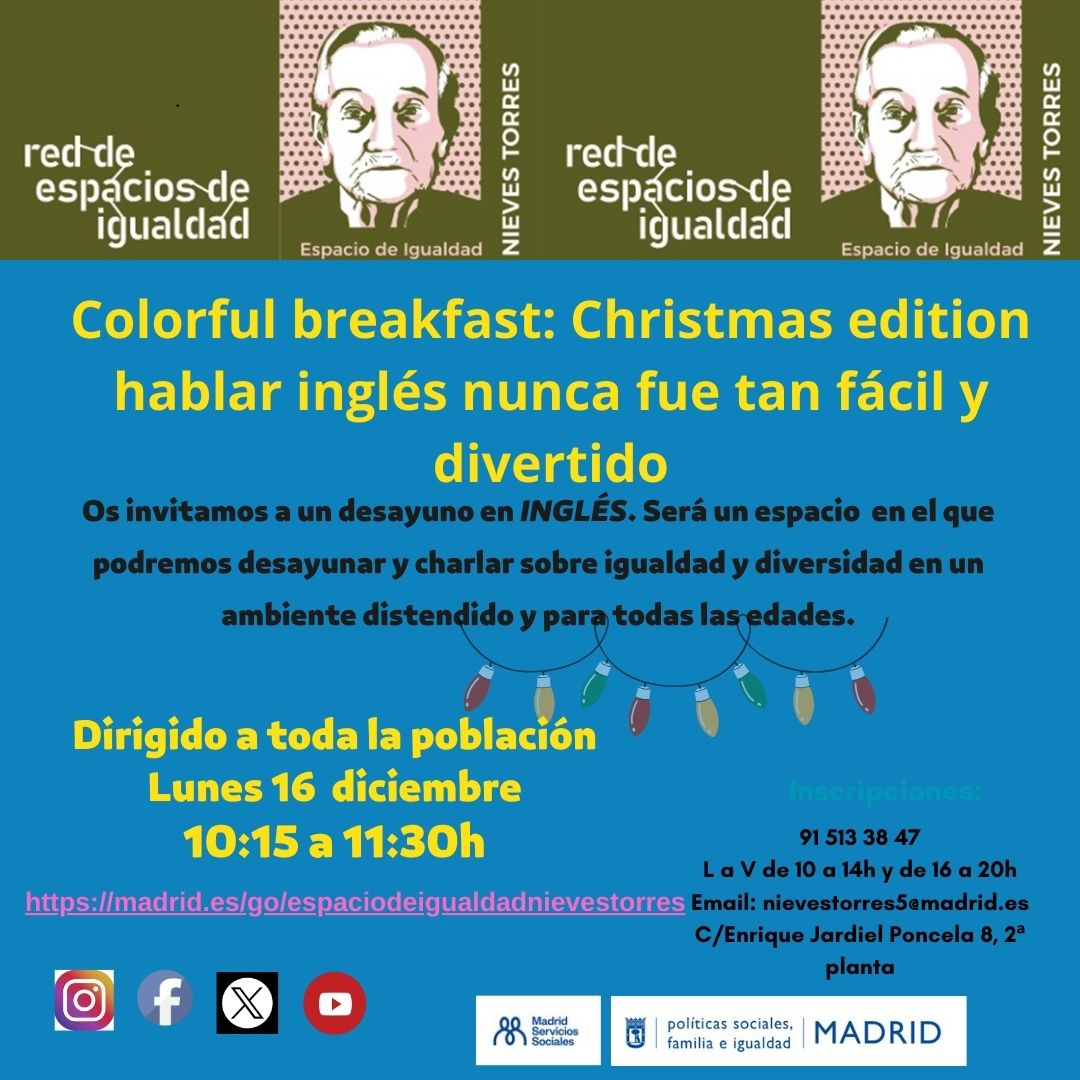 Te esperamos en nuestro encuentro mensual para conversar de manera distendida en Colorful breakfast: Christmas edition.
Guardate en tu agenda el lunes 16 de diciembre de 10:15 a 11:30h
(Es necesario inscripción)