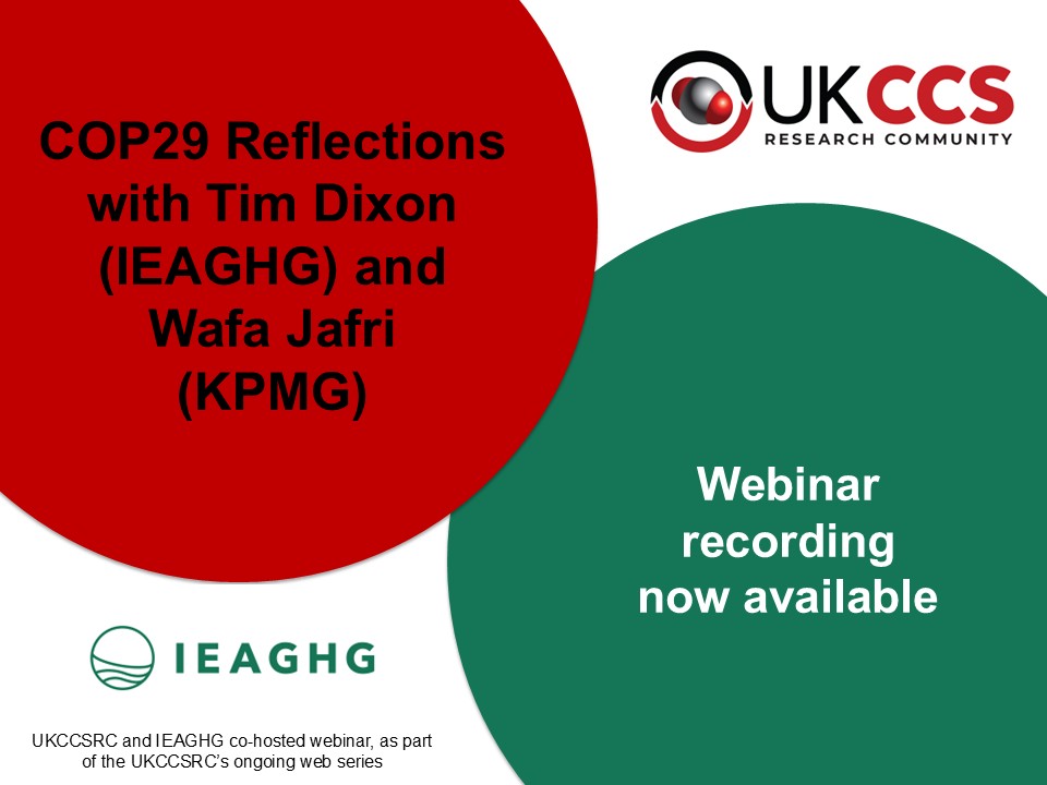 The recording from the insightful conversation reflecting on COP29 with Tim Dixon (<a href="/IEAGHG/">IEAGHG</a>) and Wafa Jafri (KPMG), at our webinar on Tuesday, is now available on our website.

ukccsrc.ac.uk/ukccsrc-web-ev…