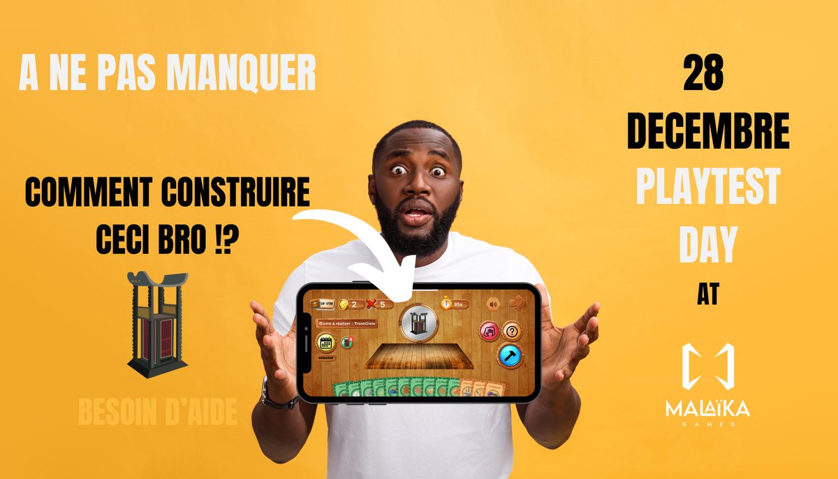 🌟 Playtest Dôkun Miton Discovery 🌟
📅 28/12/2024 🕒 09h
📍 Studio MALAIKA GAMES (Cotonou, Vèdoko)
🎴 Venez tester notre jeu de cartes et donner votre avis !
👉 Inscrivez-vous : wa.me/22961272595
#Playtest #JeuxDeCartes