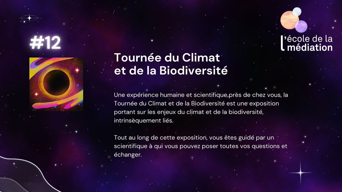 Calendrier de l’avent ''Médiation des #futurspossibles''

𝟭𝟮 𝗱𝗲́𝗰𝗲𝗺𝗯𝗿𝗲 : 𝗧𝗼𝘂𝗿𝗻𝗲́𝗲 𝗱𝘂 𝗖𝗹𝗶𝗺𝗮𝘁 𝗲𝘁 𝗱𝗲 𝗹𝗮 𝗕𝗶𝗼𝗱𝗶𝘃𝗲𝗿𝘀𝗶𝘁𝗲́ 🍫 🌟 ⛈
👉 buff.ly/3LbTfbt
🖐️ @TourneeClimBio

#calendrierdelavent #décembre