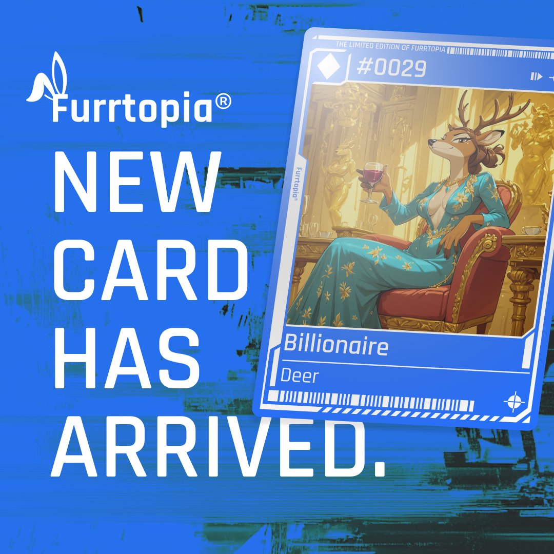 FurrtopiaApp's tweet photo. New Card Released: Billionaire Deer 🦌 💸
Meet the Billionaire Deer, a card that knows how to turn dreams into reality.

👉Are you enjoying the mini-game - Red or Black?
High or Low ⬆️ ⬇️ for Carrots, Red or Black ♦️ ♣️ for Coins!

🤑 $1,000 reward ongoing! Time’s ticking ⏳ https://t.co/zLBiItb5yN