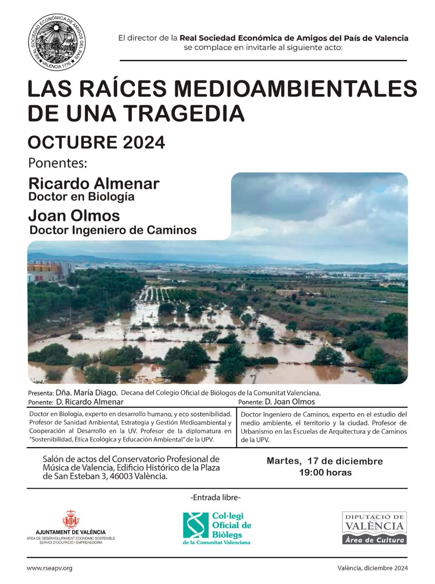 BiolegsCV's tweet photo. ⏩🧬 El Col·legi Oficial de Biòlegs de la Comunitat Valenciana participa en la ponència 'Las raíces medioambientales de una tragedia' 💧

 https://t.co/tJInBI1DkU https://t.co/eaRAfOqILt