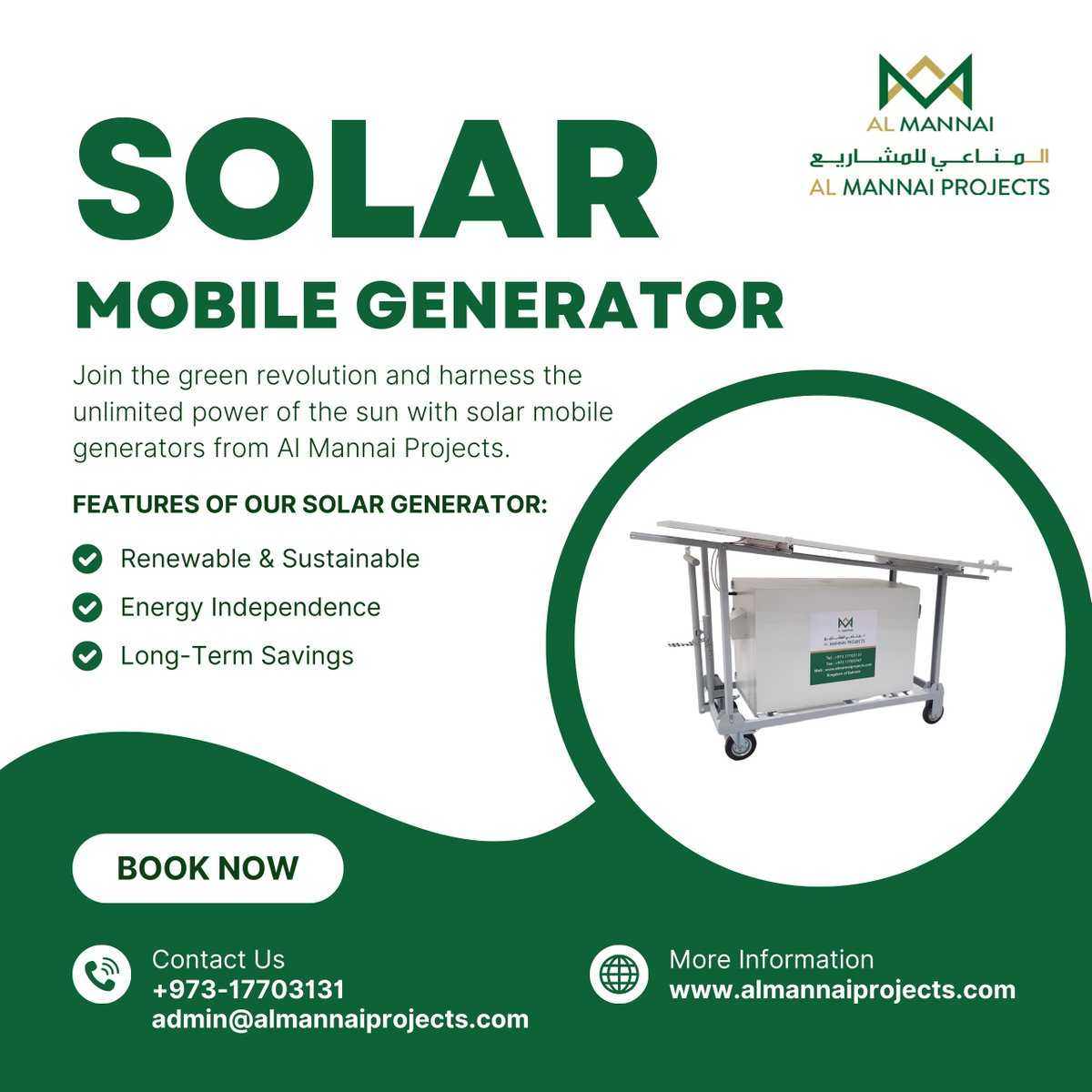 MannaiProjects's tweet photo. Al Mannai Projects, is proud to announce the launch of its latest innovation Solar Generator. This product is set to revolutionize the energy sector by providing a sustainable and reliable power solutions for the Off-grid and Hybrid applications. #solar generator https://t.co/DH6feWQl1x