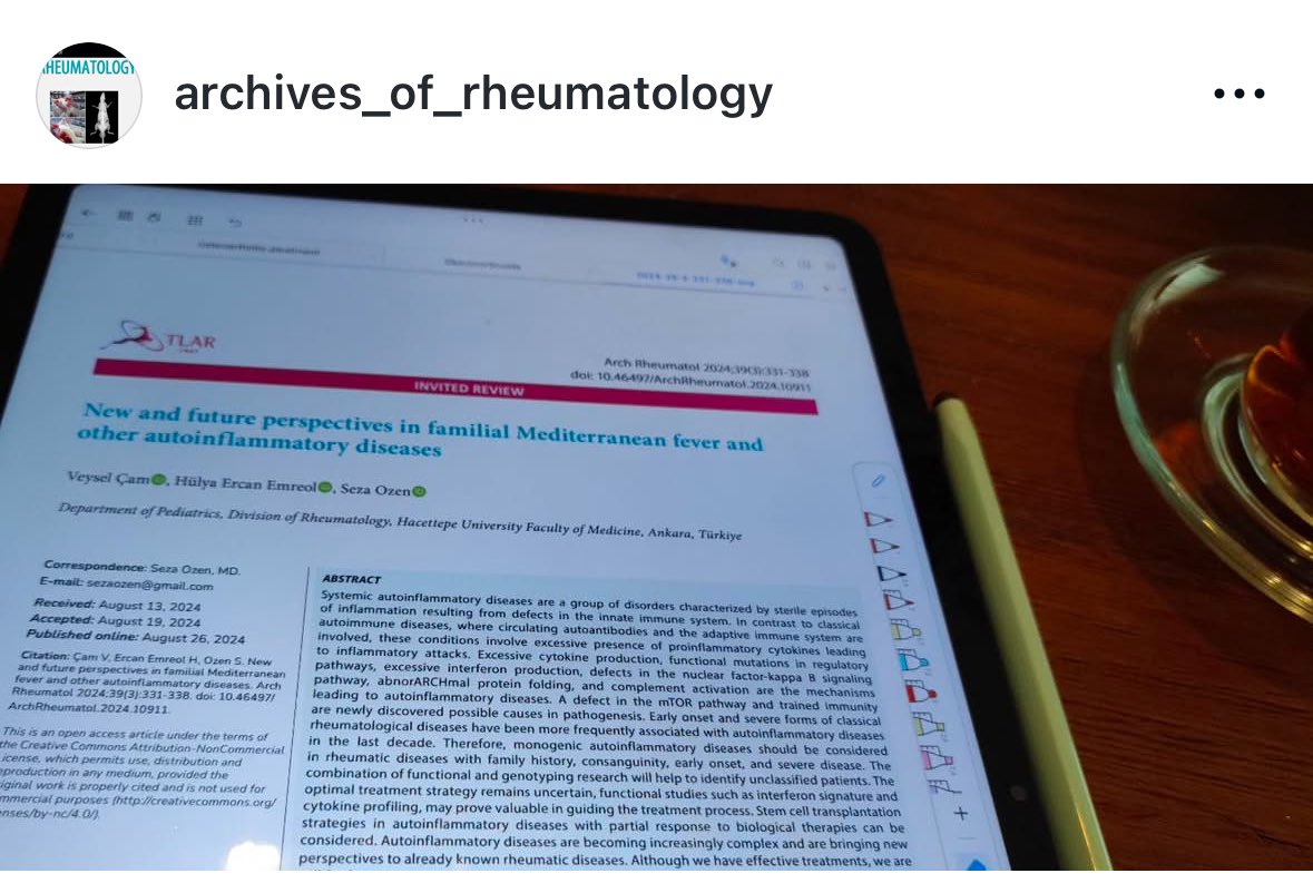 Ozgur Akgul (@ozgurakgulmd) on Twitter photo <a href="/ArchRheumatol/">Archives of Rheumatology</a> yeni sayısı sayısında yayınlan ‘Ailevi Akdeniz Ateşi ve diğer Otoinflamatuar Hastalarda Güncel ve Gelecek Perspektifler’ adlı makale çok güzel bir gözden geçirme sunuyor. Mutlaka okunmalı.
<a href="/GencTRASD/">Genç TRASD</a> <a href="/IsmihanDr/">IsmihanSunarMd</a> <a href="/IsmihanDr/">IsmihanSunarMd</a> <a href="/MelikogluMeltem/">Meltem Melikoğlu</a> <a href="/abdulvahap_md/">Abdulvahap Kahveci</a> <a href="/ArchRheumatol/">Archives of Rheumatology</a> yeni sayısı sayısında yayınlan ‘Ailevi Akdeniz Ateşi ve diğer Otoinflamatuar Hastalarda Güncel ve Gelecek Perspektifler’ adlı makale çok güzel bir gözden geçirme sunuyor. Mutlaka okunmalı.
<a href="/GencTRASD/">Genç TRASD</a> <a href="/IsmihanDr/">IsmihanSunarMd</a> <a href="/IsmihanDr/">IsmihanSunarMd</a> <a href="/MelikogluMeltem/">Meltem Melikoğlu</a> <a href="/abdulvahap_md/">Abdulvahap Kahveci</a>