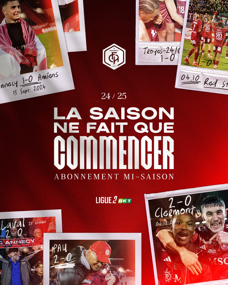 " 𝗟𝗮 𝘀𝗮𝗶𝘀𝗼𝗻 𝗻𝗲 𝗳𝗮𝗶𝘁 𝗾𝘂𝗲 𝗰𝗼𝗺𝗺𝗲𝗻𝗰𝗲𝗿 ! " 🔥

La saison continue et n’attend plus que vous ! Rejoignez-nous avec l’abonnement mi-saison. 🙌⚽

👉 bit.ly/3MEFW3V 

#AllobrogesVaillants
#FCAnnecy