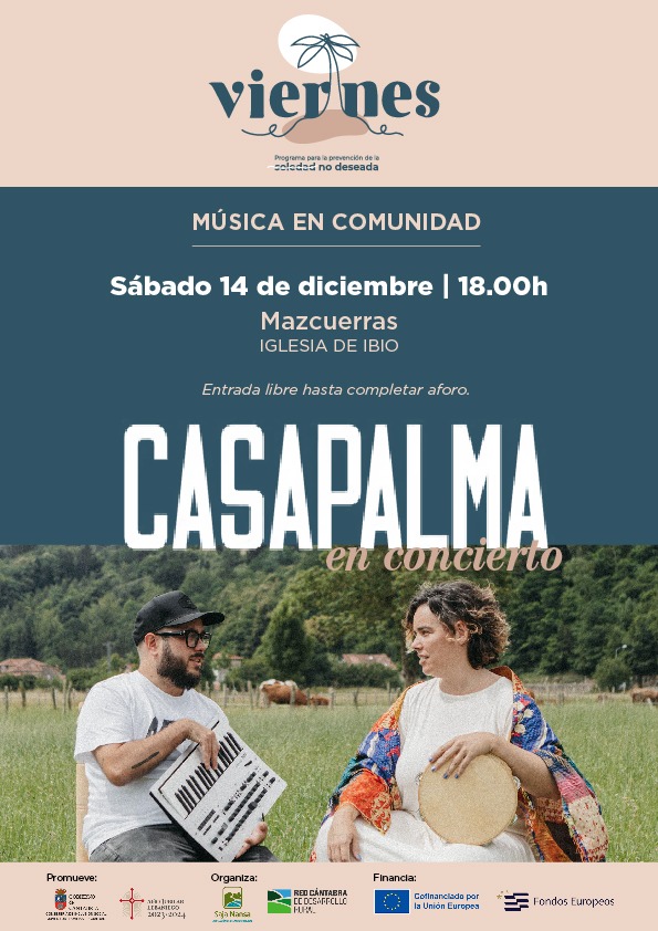 📣 Este sábado tenemos la última jornada del ciclo "Música en Comunidad" .
Queremos seguir bailando juntas y sentir el calor de la gente al son de Casapalma. 🥰
⛪️ Será en la iglesia de Ibio (Mazcuerras) desde las 18:00 h.
👉🏽 ¡¡Os esperamos!! 👈🏽
#soledadnodeseada #fondoseuropeos