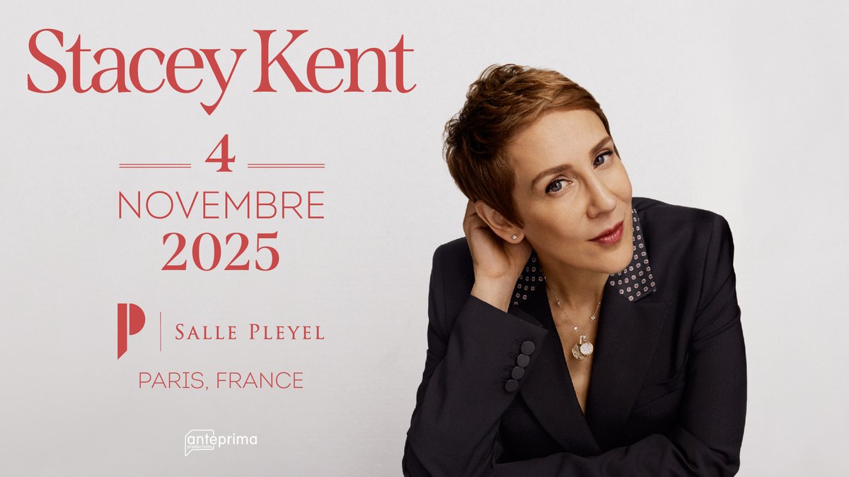 sallepleyel's tweet image. 🎙️ [ ANNONCE ]🎙️
Stacey Kent à la Salle Pleyel le 4 novembre 2025 ! Retrouvez l’élégance et la douceur de l’une des plus belles voix du jazz lors d’une soirée exceptionnelle. 🌟 

🎫 MEV : 16/12 - 10H00 : tinyurl.com/yckda2ay
Concert présenté par @Anteprimaprod