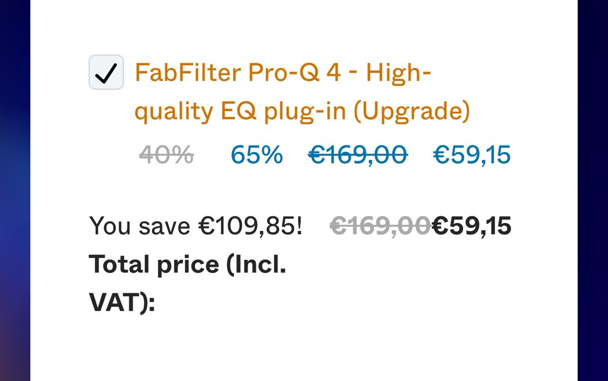 t_okmt_12sound's tweet image. FabFilter Pro-Q4、全部持ちの自分でざっくり¥10,000ぐらいのアプデ価格ねー。

#FabFilter #Pro-Q4