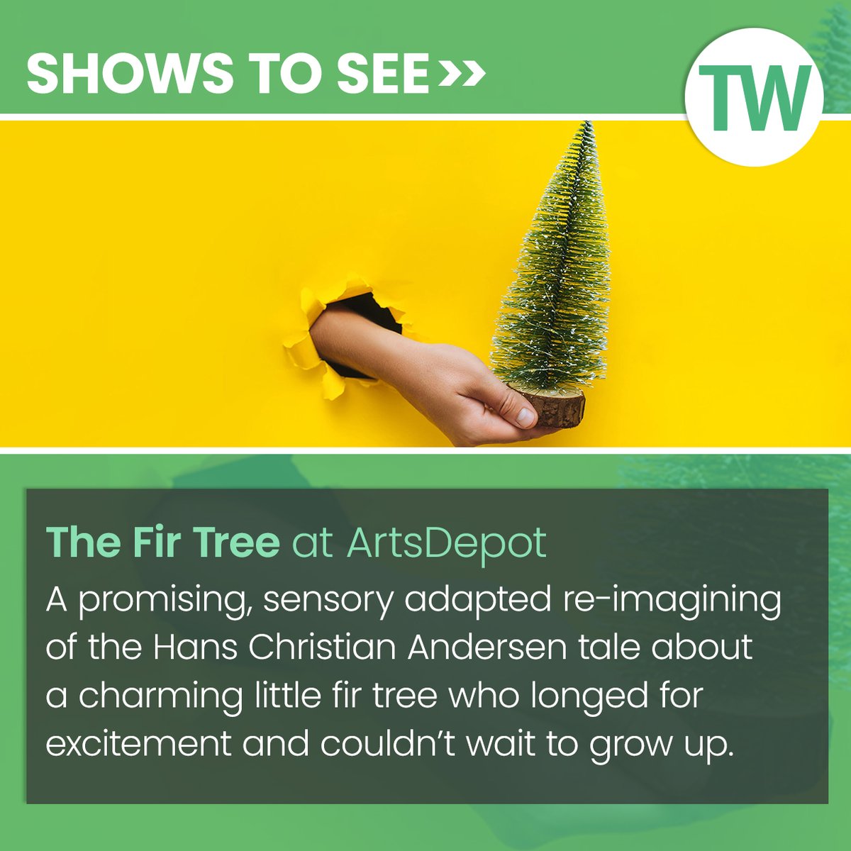 Among our recommended shows to see in London this week: 'The Fir Tree' at ArtsDepot from 12-31 Dec.  

Get more show tips here: bit.ly/41v3l0n

<a href="/artsdepot/">artsdepot</a>