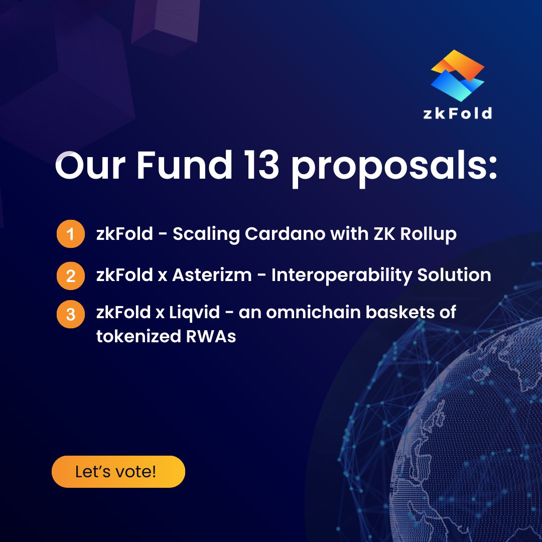 zkFold's tweet image. 🚨 Time is running out! You have 1 hour left to cast your vote and support our proposals. 🗳️ Every vote counts, and YOU can make the difference! 💪 Let’s make this happen together.

#zkFold #Fund13 #CardanoCommunity #Cardano