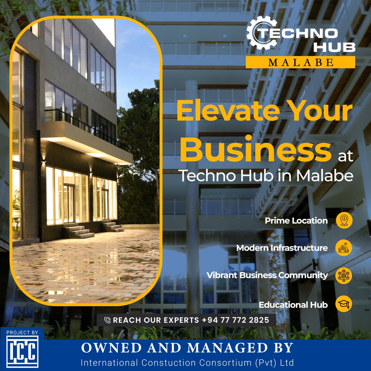 iccsrilankaLK's tweet image. Discover the advantages of setting up your office at Techno Hub in Malabe.

✅ Prime Location
✅ Modern Infrastructure
✅ Vibrant Business Community

Get in touch at +94 77 772 2825
.
.
.
#TechnoHub #Malabe #OfficeSpace #BusinessGrowth