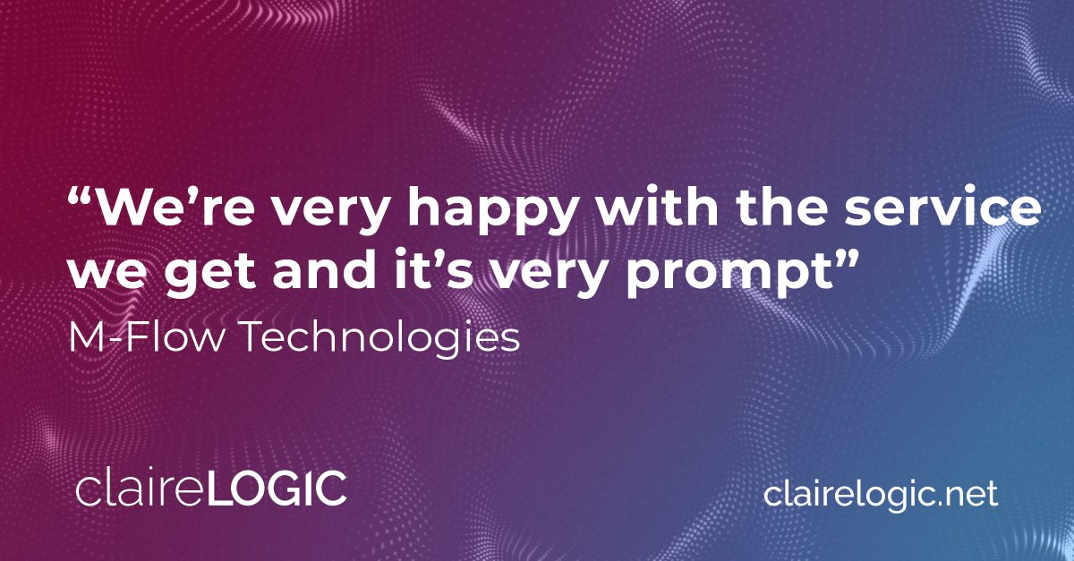 When time is critical, a fast response makes all the difference. With operations across the UK and Canada, M-Flow Technologies relies on claireLOGIC as its MSP for rapid IT answers and help, to resolve issues before they impact business.

#Testimonial #SME #ITservices #ITsupport