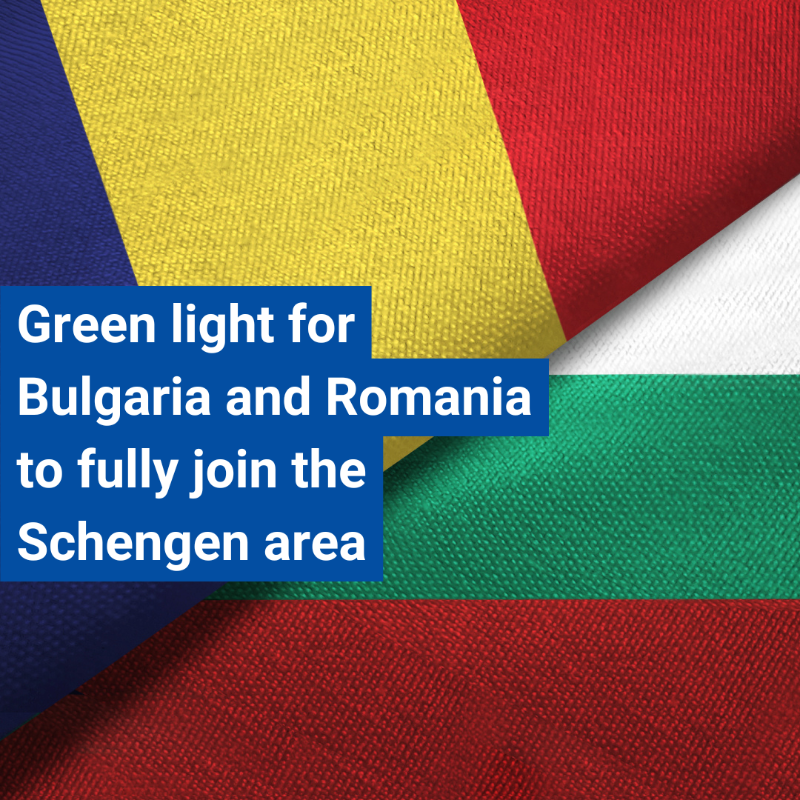 EU_Commission's tweet photo. Next stop: full Schengen accession.  

We welcome the decision of the @EUCouncil giving green light to Romania and Bulgaria to fully join the Schengen family.