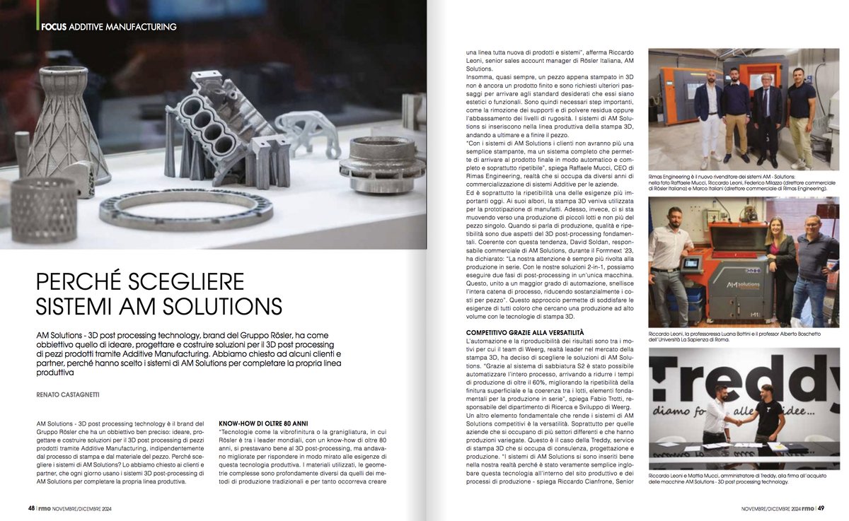 meccanica_plus's tweet image. L’impiego da parte di utilizzatori e partner delle soluzioni di 3D #postprocessing di pezzi in additivo con le soluzioni sviluppate da #AMSolutions, brand del Gruppo #Rösler. 
L’articolo nel Focus #AdditiveManufacturing su #RMO di novembre/dicembre.

tech-plus.it/brochure/rmo/2…