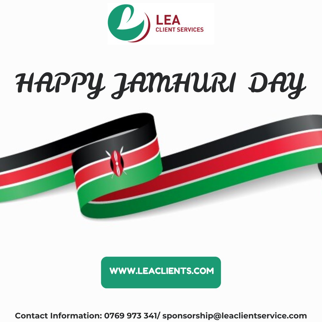 LeaClientS's tweet image. We honor Kenya&apos;s journey to independence &amp;amp; the resilience that inspires us to empower businesses with innovative solutions. Here&apos;s to building a prosperous future together! @wambuikaranja 

#JamhuriDay2024 #EmpoweringSuccess #LEAClientService
