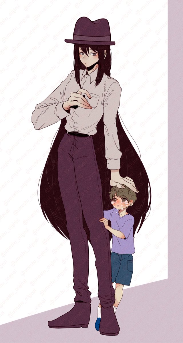 umeshu_original's tweet photo. 八尺様♂と男の子くん。 https://t.co/dEfiBcC5gQ