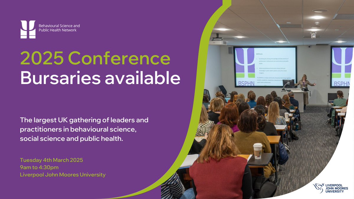 Bursaries available for BSPHN Conference 2025! ✨

We have two bursaries available to cover event registration and travel costs.

Head over to the website to find out more about the conference and how to apply!

Website link in comments below 🔗

#BehaviouralScience #PublicHealth