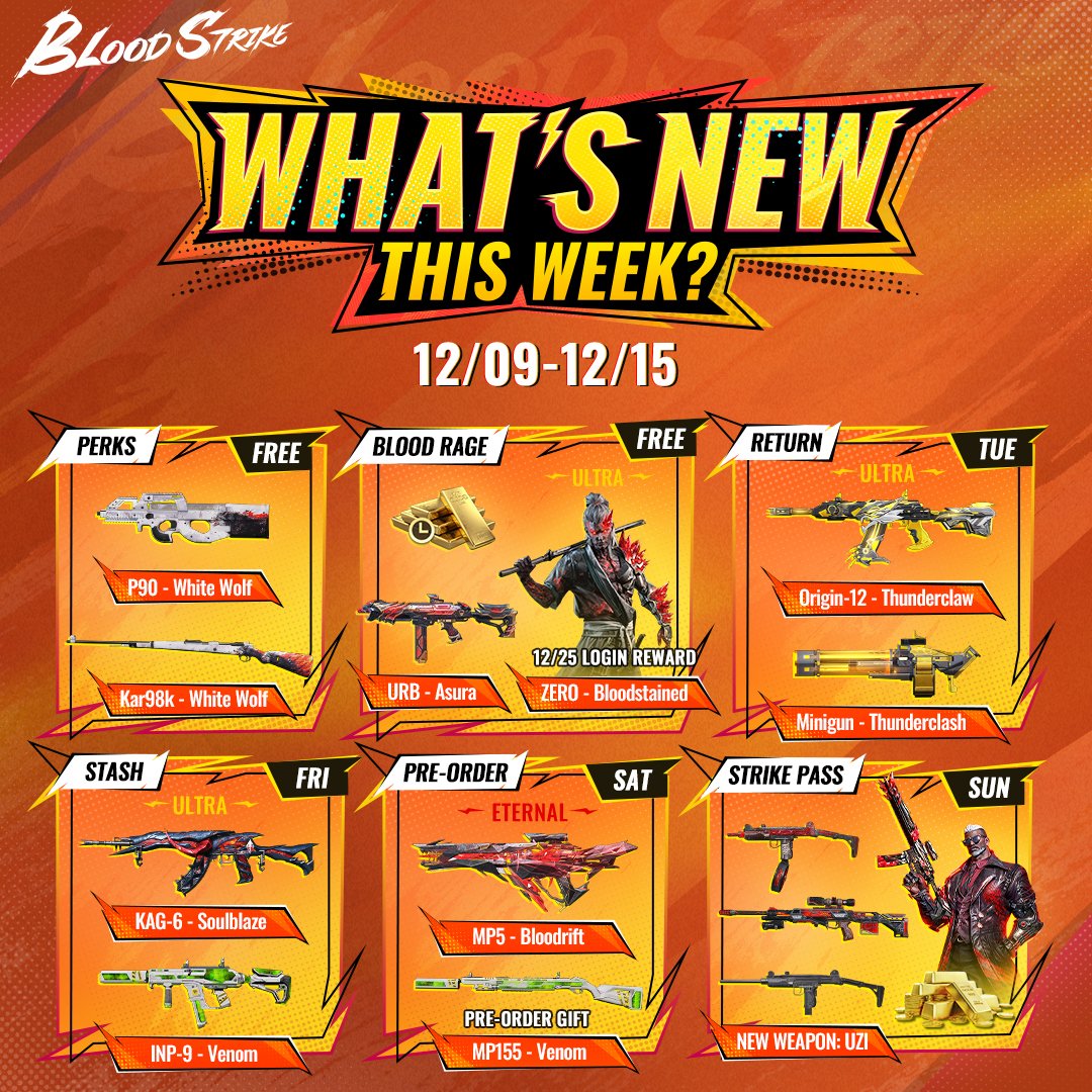 NE_GamesClub's tweet photo. #BloodStrike
Blood Rage is in full swing! Pre-order the Eternal Skin MP5 - Bloodrift and check out the newly arrived Ultra Skin KAG-6 - Soulblaze! And new Blood Rage Strike Pass is coming!
Visit and top-up in NetEase Games Club to get more bonus！
https://t.co/IyrU8mzzFj https://t.co/e1mw4vVWRI