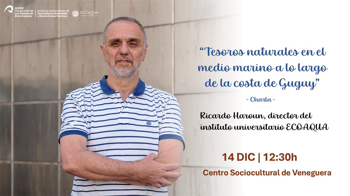 ¿Conoces los 🪙tesoros 🌊sumergidos frente a la🏝️costa de Guguy en #grancanaria? Si aún no los has 🔎descubierto, te invitamos a la charla impartida por el director de #ECOAQUA, Ricardo Haroun, este sábado en Mogán. Te esperamos‼️