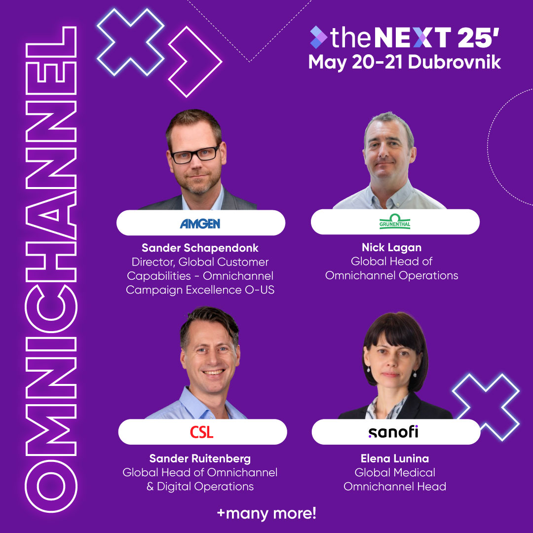 &gt;NEXT 25' Dubrovnik – Meet Our OMNICHANNEL Speakers 🎤 &gt;

🟪 Sander Schapendonk at Amgen
🟪 Nick Lagan at Grünenthal Group
🟪 Sander Ruitenberg at CSL Vifor
🟪 Elena Lunina  at Sanofi

🎟️ Be part of the conversation – secure your ticket today:
👉 nextpharmasummit.com/Dubrovnik/tick…

#NEXT25