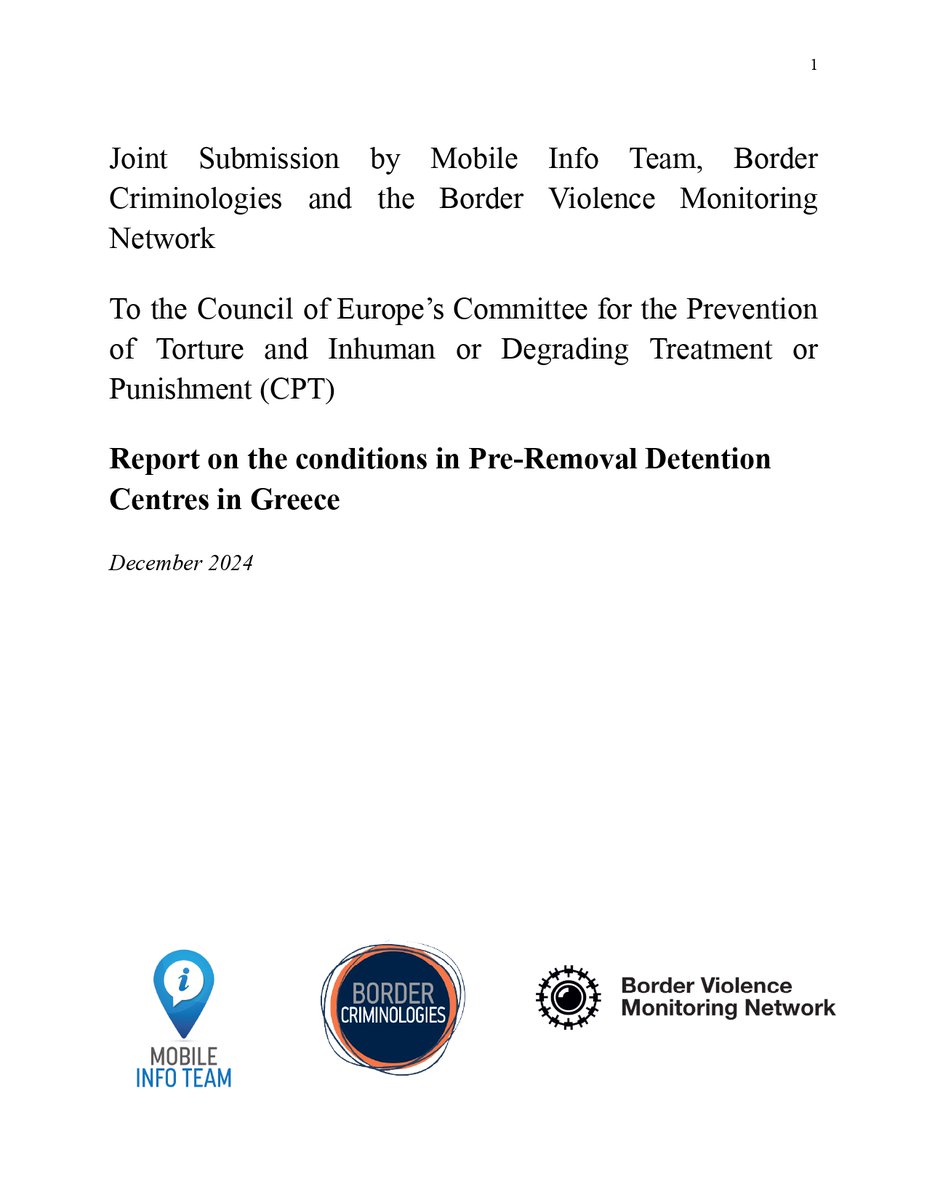 ⚫ Today, @bordercrim <a href="/mobileinfoteam/">ARCHIVED: Mobile Info Team</a> and <a href="/borderviolence/">Stanford Migration</a> present evidence on ongoing human rights violations in Greek pre-removal detention centres to the Council of Europe’s Committee for the Prevention of Torture (CPT)