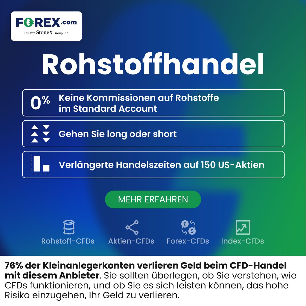 FOREXcomDE's tweet photo. Lassen Sie uns über #Rohstoffe sprechen. 

Handeln Sie mit CFD-Broker https://t.co/azegWxREwL mit verbesserter #Liquidität, variablen Spreads und vereinfachten, nicht auslaufenden Spotkontrakten.    

Mehr Informationen: https://t.co/ZcMYRHlZbN https://t.co/FN03iX34A8