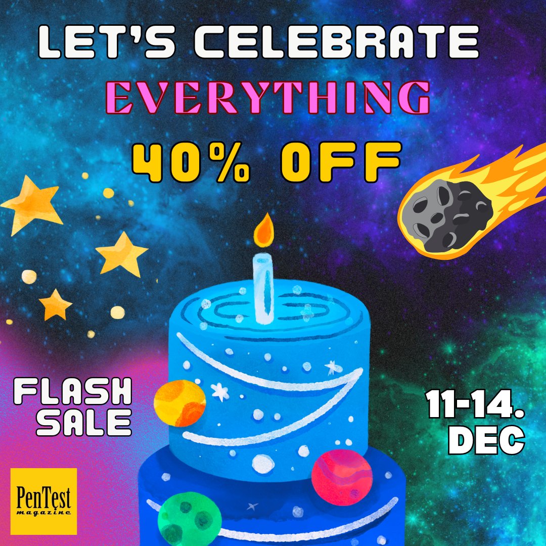 🎂 PenTest Magazine is 13! 🎂
Celebrate their birthday with 40% OFF PenTestMag courses, eBooks, and subscriptions!
🎉 Don’t wait – offer ends 14th December: pentestmag.com
#PenTestMagTurns13 #DigitalForensics #CyberSecurityDeals