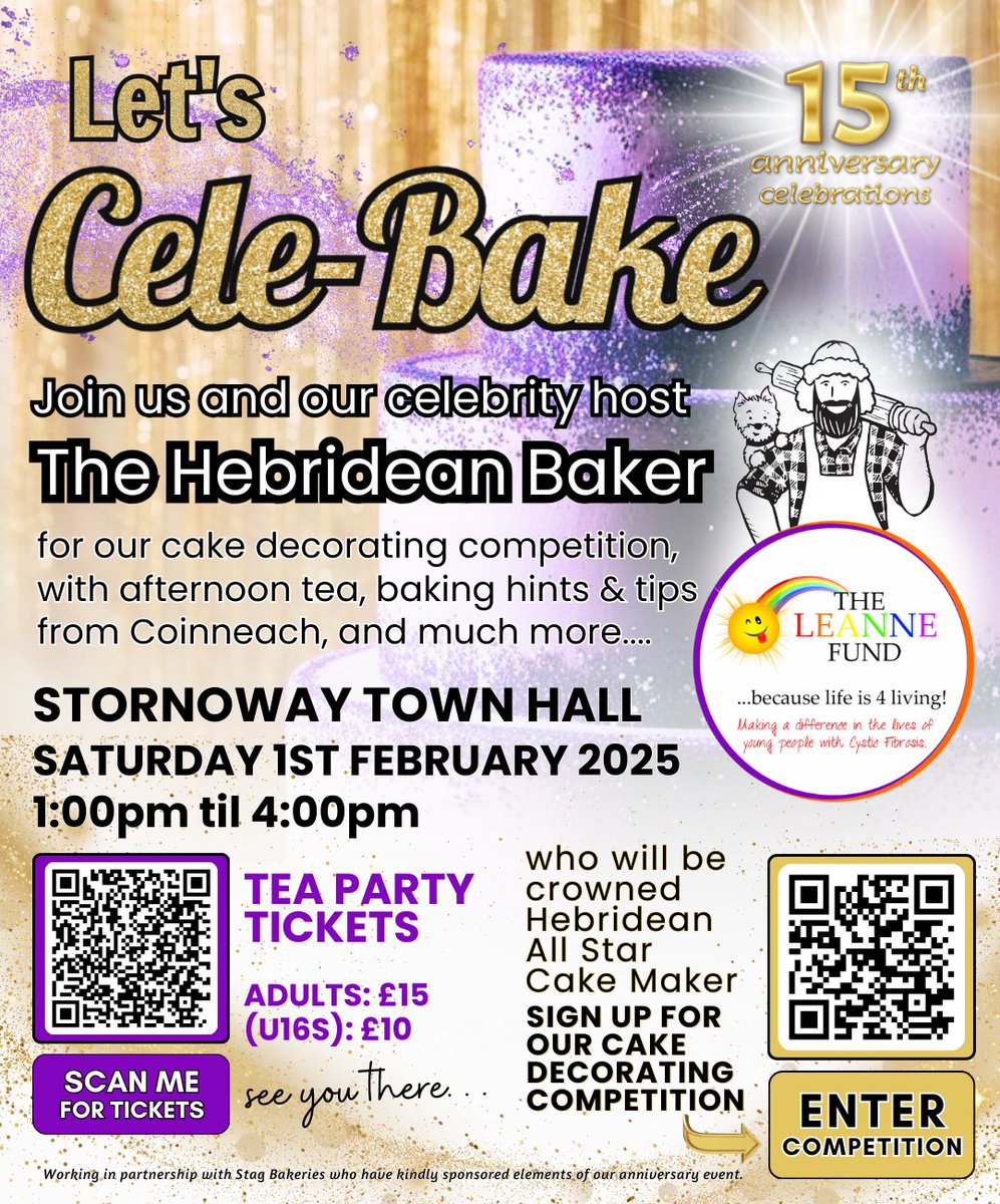 The Leanne Fund (@theleannefund) on Twitter photo Let's Cele-Bake on Saturday 1 February 2025.
15th Anniversary celebrations with special guest host and judge <a href="/Hebridean_Baker/">Hebridean Baker</a>
Cake decorating competition and afternoon tea party, Stornoway Town Hall, Isle of Lewis
Doors open at 1pm #seeyouthere #hebrideanbaker #stagbakeries Let's Cele-Bake on Saturday 1 February 2025.
15th Anniversary celebrations with special guest host and judge <a href="/Hebridean_Baker/">Hebridean Baker</a>
Cake decorating competition and afternoon tea party, Stornoway Town Hall, Isle of Lewis
Doors open at 1pm #seeyouthere #hebrideanbaker #stagbakeries