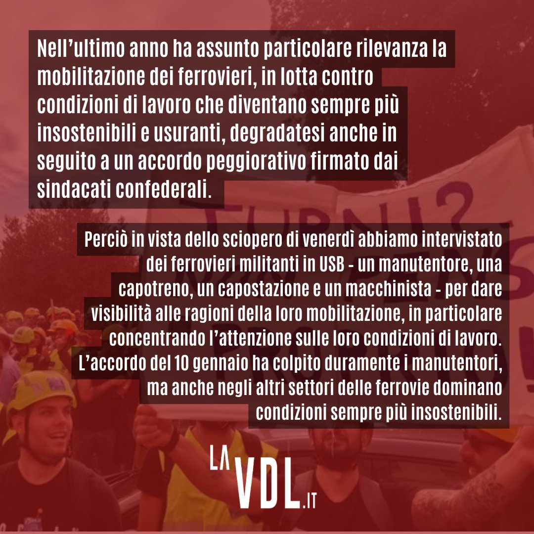 vocedellelotte's tweet photo. Nell’ultimo anno è montata la #mobilitazione dei #ferrovieri, in lotta contro condizioni di #lavoro che diventano sempre più insostenibili e usuranti, degradatesi anche in seguito a un accordo peggiorativo firmato dai #sindacati confederali.
https://t.co/0GhFMy3m79
#usb #sciopero https://t.co/88VY8Rb3iT