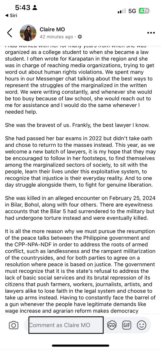 _claireo's tweet photo. As we await the bar exam results, I want to tell you all about a comrade, friend, and lawyer-revolutionary, Hannah Cesista who was martyred on Feb 25, 2024. She would have turned 27 yesterday. She passed the 2022 Bar but didn't take oath and chose to return to the masses instead. https://t.co/5GqY4jOStD