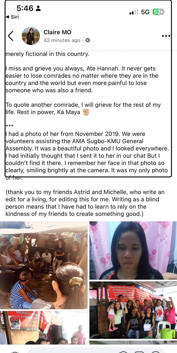 _claireo's tweet photo. As we await the bar exam results, I want to tell you all about a comrade, friend, and lawyer-revolutionary, Hannah Cesista who was martyred on Feb 25, 2024. She would have turned 27 yesterday. She passed the 2022 Bar but didn't take oath and chose to return to the masses instead. https://t.co/5GqY4jOStD