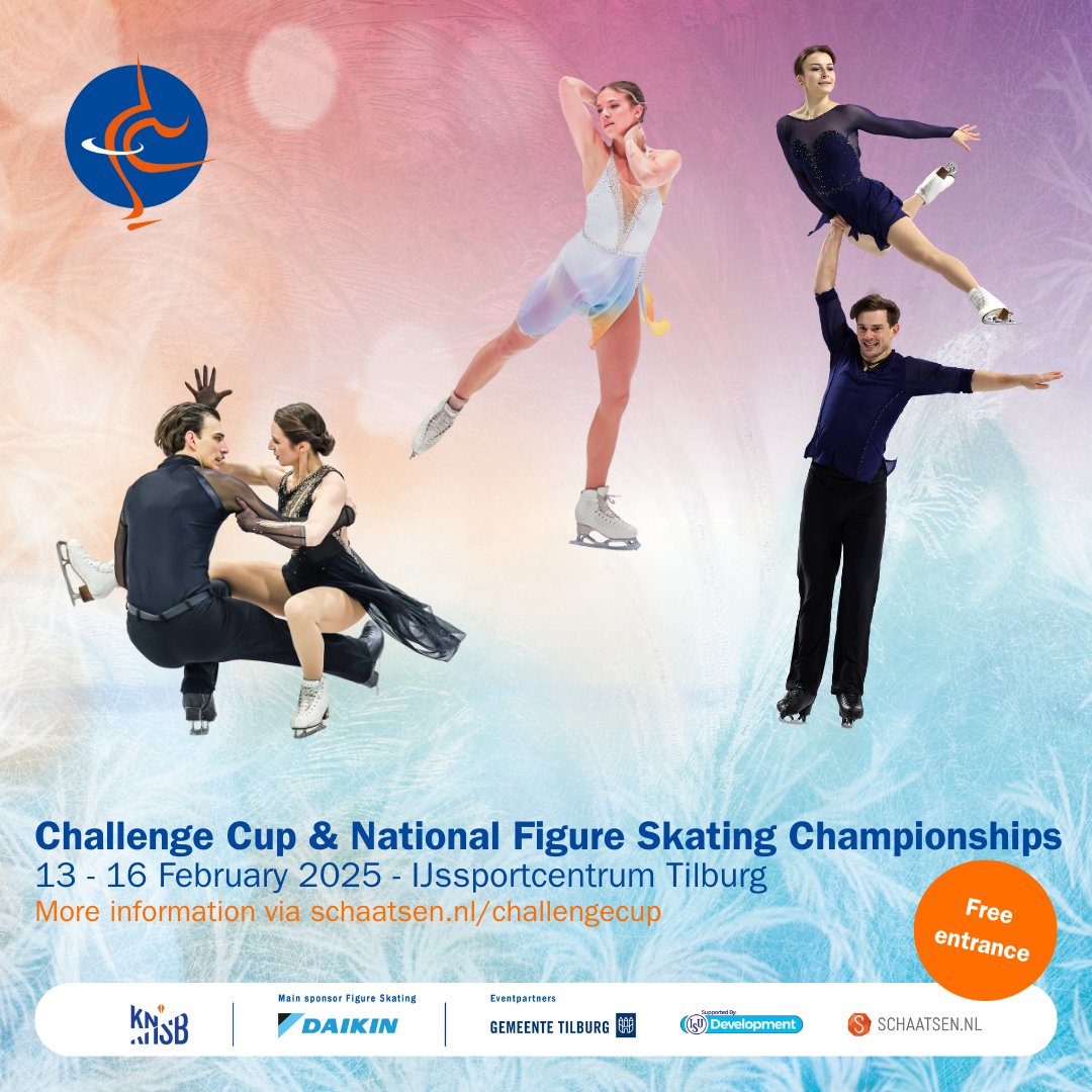 The Challenge Cup is back in Tilburg! Cheer on your favorite skaters from the 13th till 16th of February, 2025 at IJssportcentrum Tilburg. The entrance is free! ✨⛸️🩵

👉🏻 More information via: schaatsen.nl/challengecup