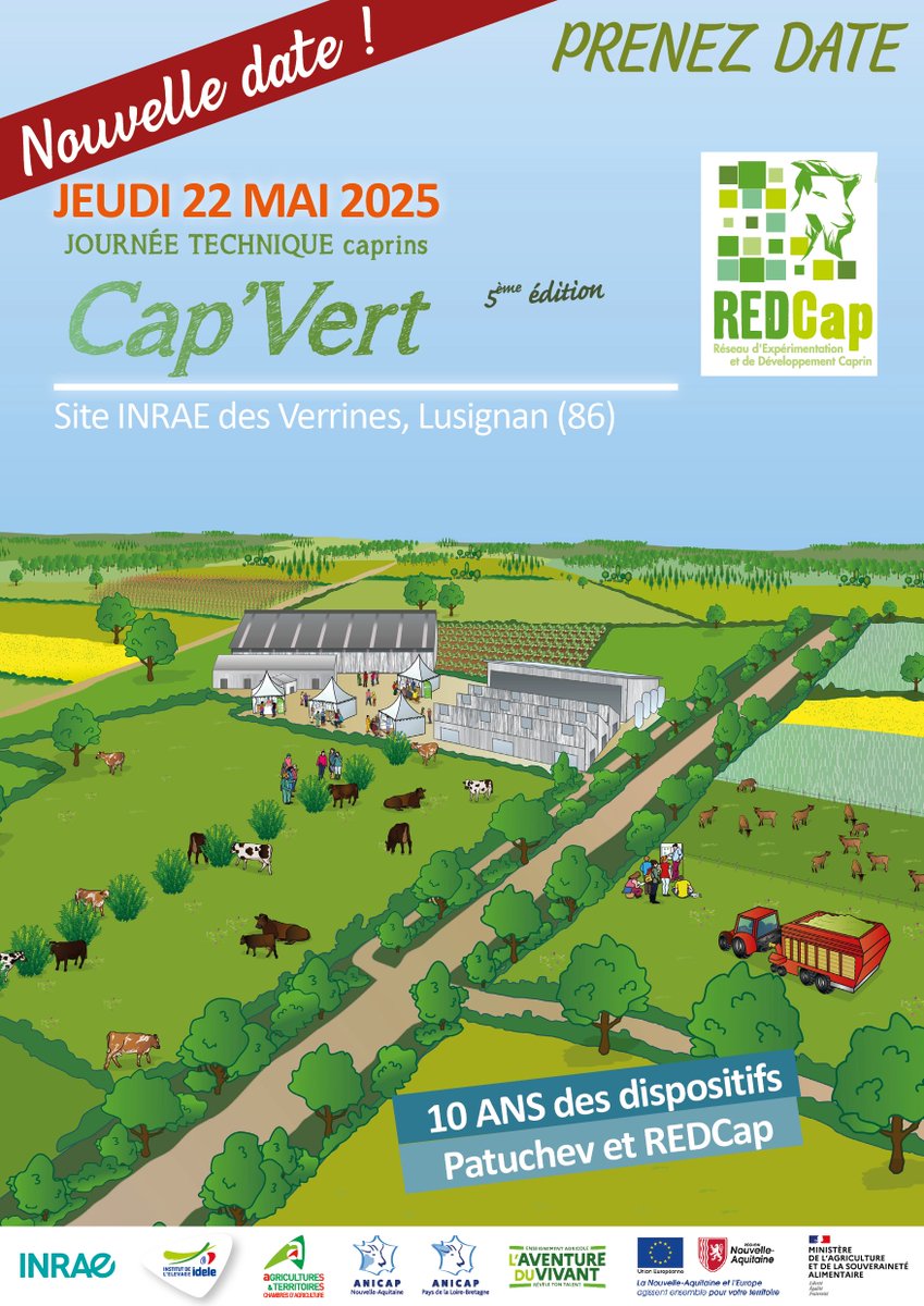 #𝐉𝐓𝐂𝐚𝐩𝐕𝐞𝐫𝐭2025 | La 5ème Journée Technique CapVert de 2024 à Lusignan, a dû être reportée cause de la tempête Kirk. Nous vous donnons RDV 𝐥e 22/05/2025 pour cette journée technique faire ensemble 𝐥𝐞 𝐛𝐢𝐥𝐚𝐧 𝐝𝐞s 10 𝐚𝐧𝐬 #𝐏𝐚𝐭𝐮𝐜𝐡𝐞𝐯 #réseau𝐑𝐄𝐃𝐂𝐚𝐩. 🐐