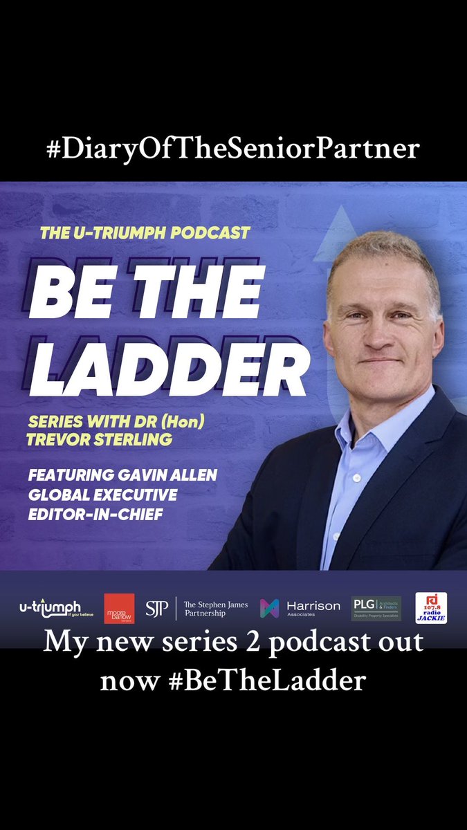 trevorsterl's tweet photo. BeTheLadder !

I really hope you enjoy my new U-triumph “BeTheLadder” series 2 podcasts.
I had the privilege of sitting down with Gavin Allen. From his early days as a trainee at the BBC, over a 28 year career becoming Head of News at the BBC. https://t.co/vKGFACY8k1 https://t.co/wgYTCHaq5y