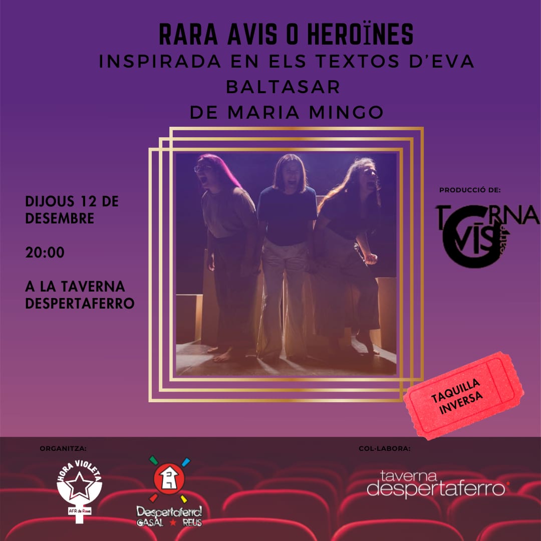 Avui al vespre a la <a href="/TavernaDPF/">Taverna Despertaferro</a> les companyes de <a href="/LHoraVioleta/">L'Hora Violeta</a> organitzen funció de teatre a càrrec de <a href="/tornavisteatre/">Tornavís Teatre</a> des de #Tarragona No us la perdeu!