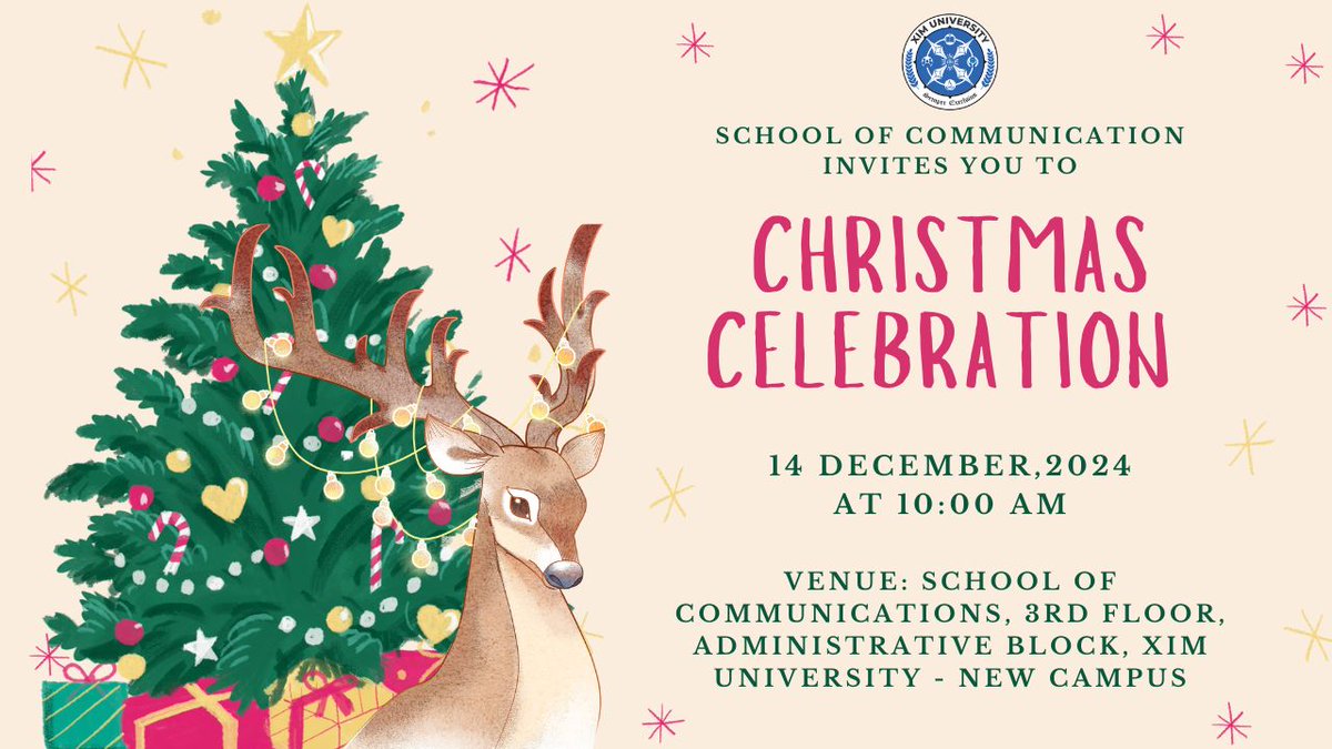 schoolofcomms_'s tweet photo. The SAC of the #SchoolofCommunications, #XIMUniversity, invites you to a heartwarming #Christmas celebration! Let's celebrate the season of giving, kindness, and unity together. Share the joy, make memories, and feel the magic of togetherness that will last a lifetime. https://t.co/afE3zGoyW8