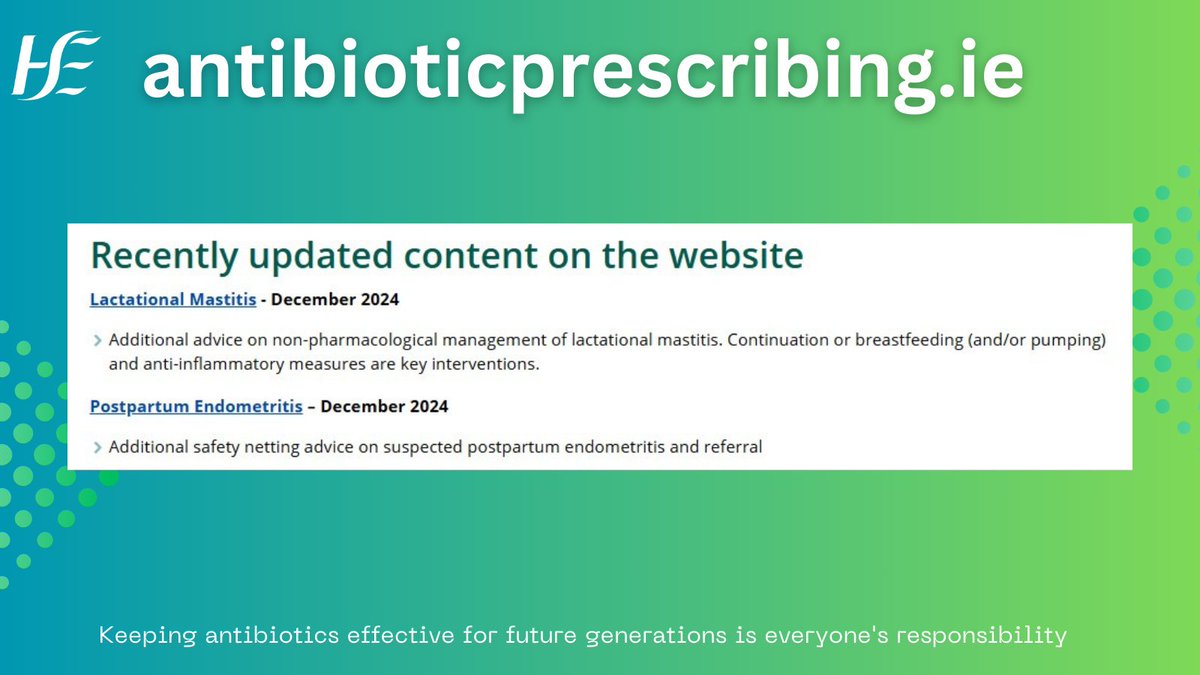 Antibiotic Prescribing (@antibioticpresc) on Twitter photo Two new updates added to AntibioticPrescribing.ie on Pregnancy and Post partum infections. Visit our What's New page for these and all updates bit.ly/3qwE3dN Two new updates added to AntibioticPrescribing.ie on Pregnancy and Post partum infections. Visit our What's New page for these and all updates bit.ly/3qwE3dN