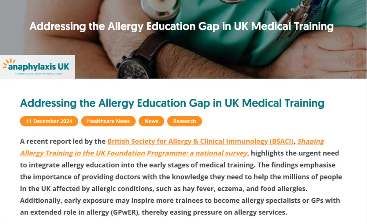 Why we do what we do? See <a href="/AnaphylaxisUK/">AnaphylaxisUK</a>'s posting on addressing the allergy education gap. If you have #allergy questions and want to learn more check out our fully online course <a href="/UoS_Medicine/">Southampton Medicine</a> <a href="/UniSouthampton/">University of Southampton</a> here tiny.cc/allergy. We would love you to join us.