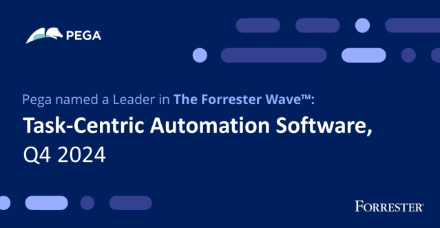Pega is proud to be named a leader in The Forrester Wave: Task-Centric Automation Software, Q4 2024. Across all solutions evaluated, Pega received the top scores in the Current Offering and Strategy categories. pe.ga/4fetG64